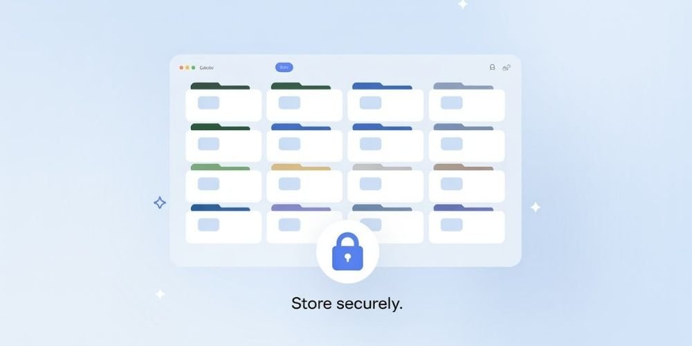 Cloud storage system with minimal text about secure storage