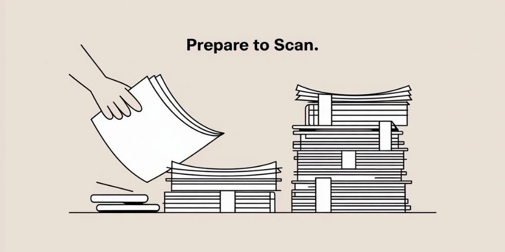 Organizing documents for scanning with small guiding text